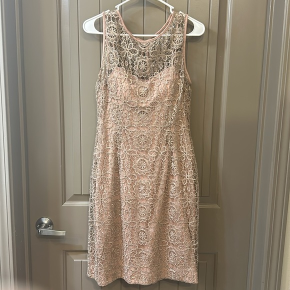 CLEARANCE Adrianna Papell Metallic Lace Sequined Dress - Picture 6 of 10